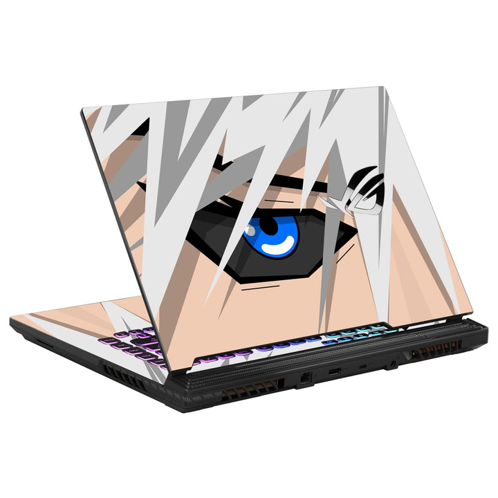 3M Material Textured Embossed Laptop Skin - Minimalist White Hair Blue Eye