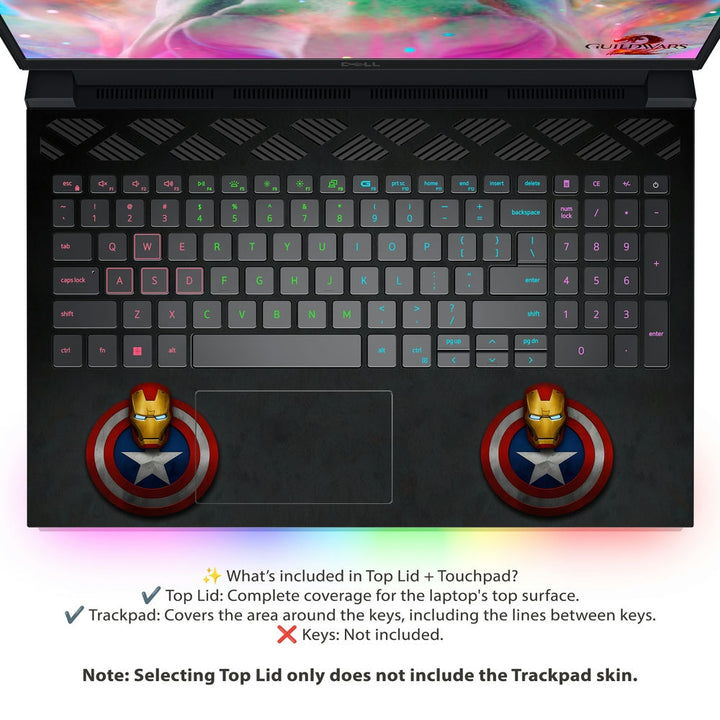 Dell Laptop Skin - Captain Shield Iron Man Mask