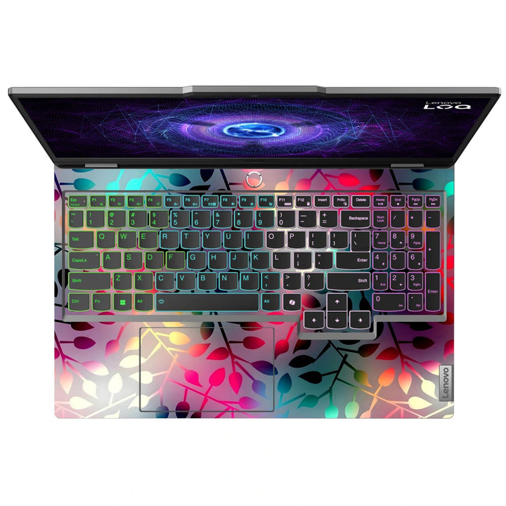 3M Material Textured Embossed Laptop Skin - Abstract Holographic Geometric Leaves