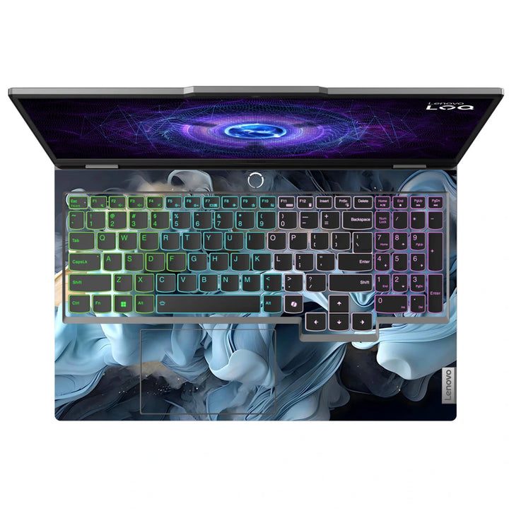 3M Material Textured Embossed Laptop Skin - Abstract Soft Blue Smoke Fluid Art