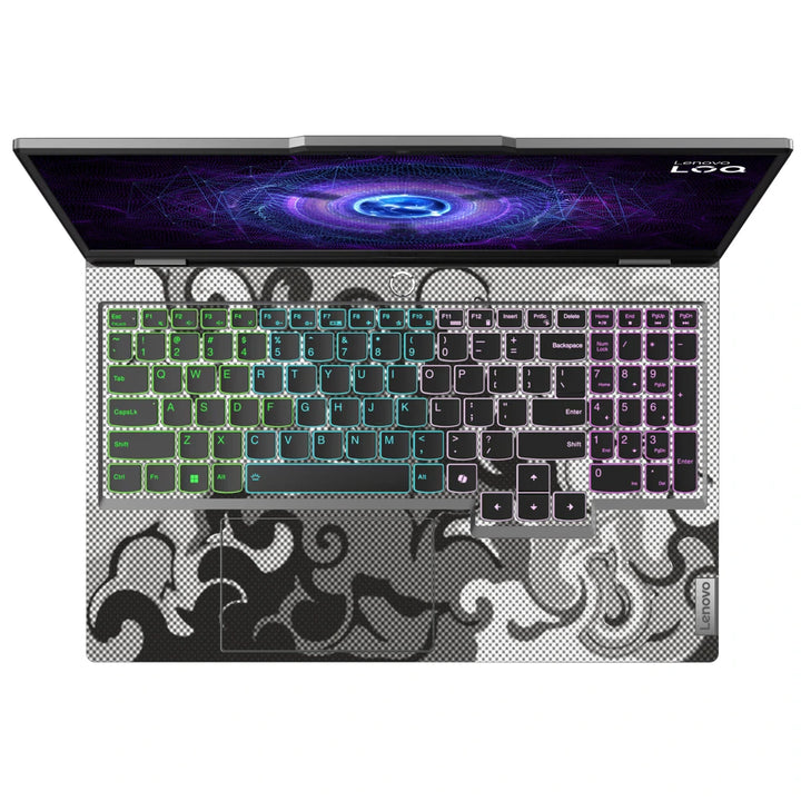 3M Material Textured Embossed Laptop Skin - Abstract Black White Marble Halftone