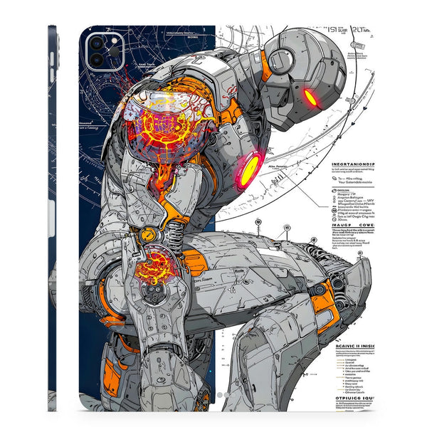 3D Embossed Tablet Skin Iron Man Anatomy Blueprint Schematic