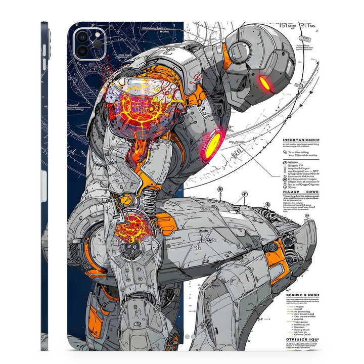 3D Embossed Tablet Skin Iron Man Anatomy Blueprint Schematic