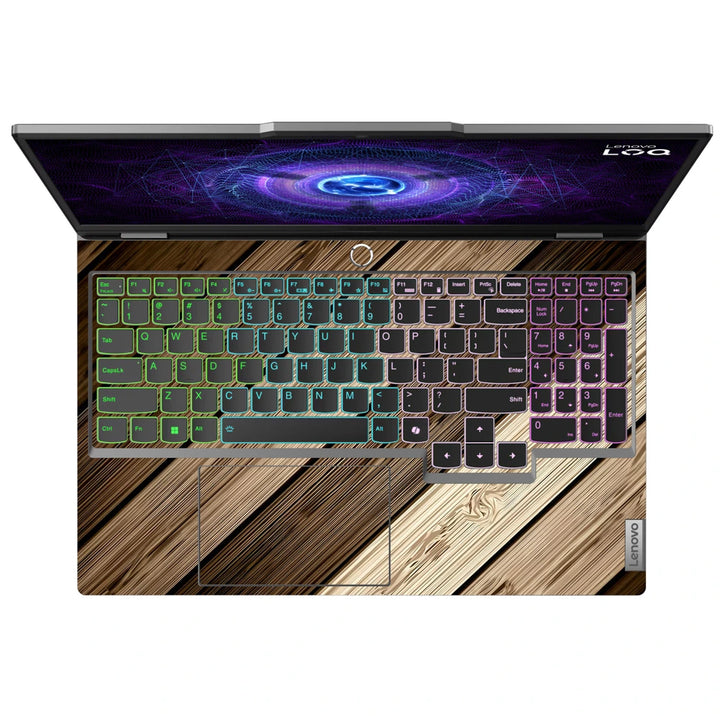 3M Material Textured Embossed Laptop Skin - Rustic Dark Brown Wood Plank Texture