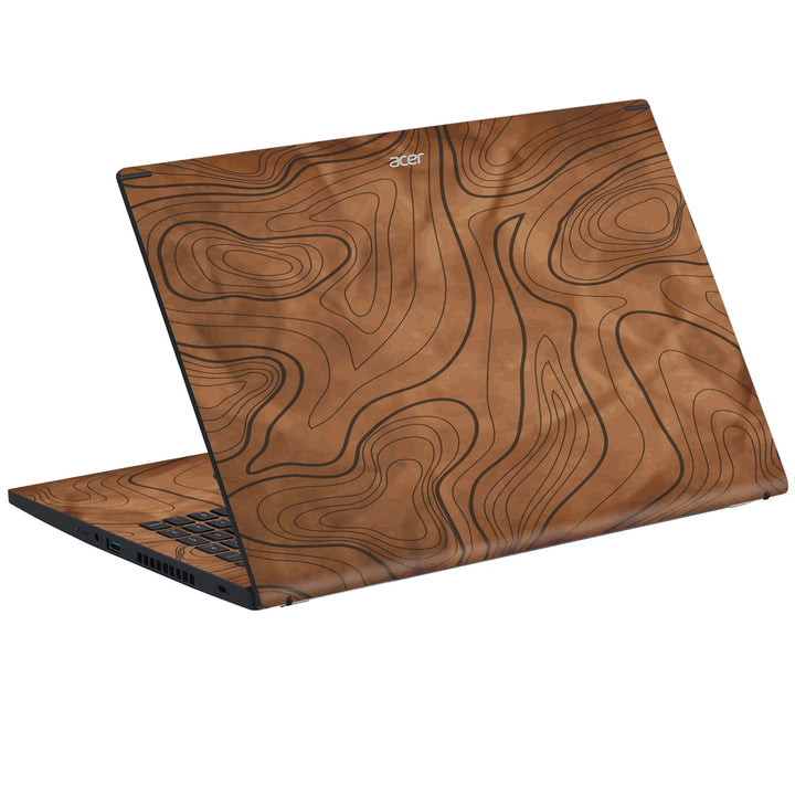 3M Material Textured Embossed Laptop Skin - Dark Natural Wood Grain Texture