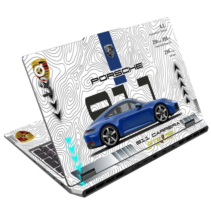 3D Embossed Laptop Skin - Porsche Blue 911 GT3