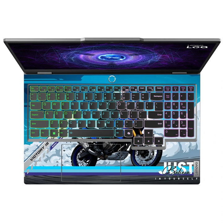 3M Material Textured Embossed Laptop Skin - Yamaha R1 Blue White Supersport