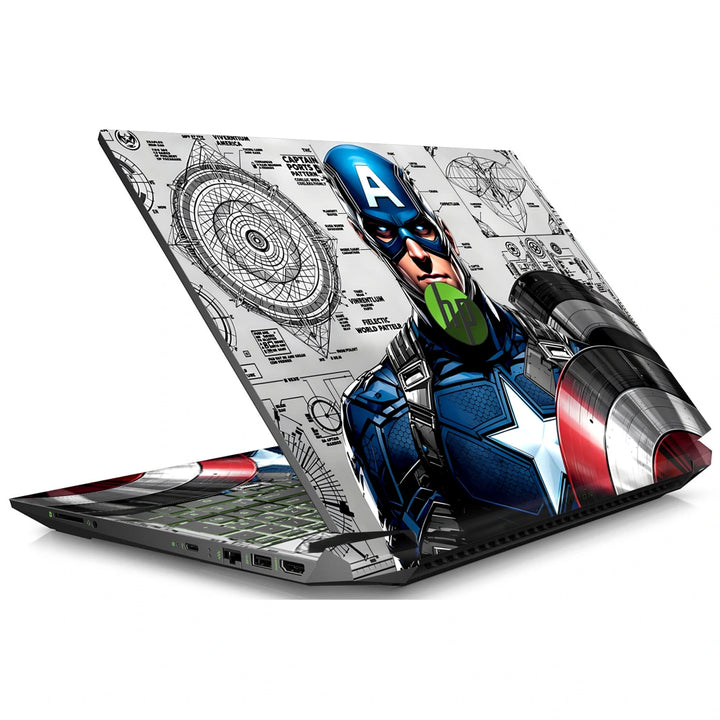 3M Material Textured Embossed Laptop Skin - Captain America Comic Pop Art Shield