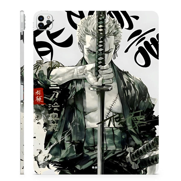 3D Embossed Tablet Skin Zoro Ronin Ink Splash Style