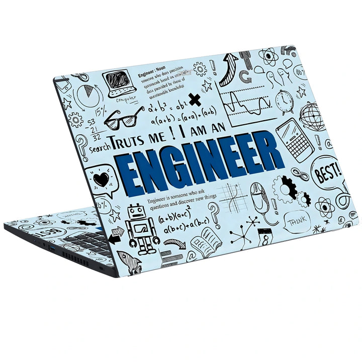 3M Material Textured Embossed Laptop Skin - I Am an Engineer Blueprint Doodle