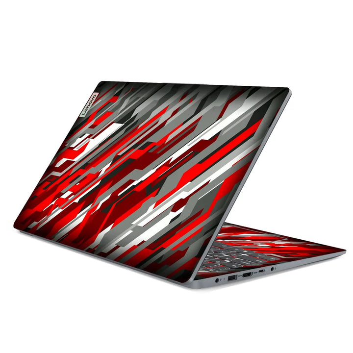 3M Material Textured Embossed Laptop Skin - Abstract Red White Geometric Racing