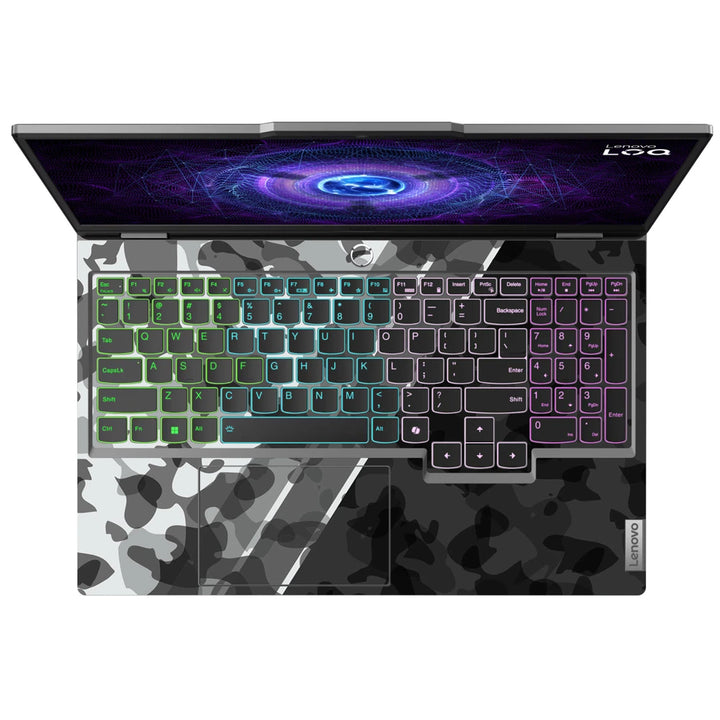 3M Material Textured Embossed Laptop Skin - Digital White Grey Geometric Camo