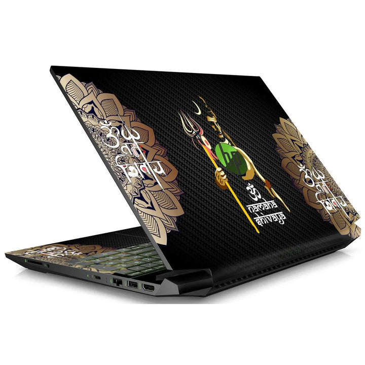 3D Embossed Laptop Skin - Trishul and Om Spiritual Art