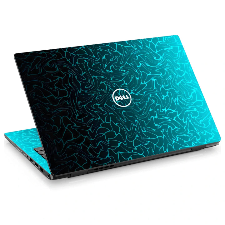 3M Material Textured Embossed Laptop Skin - Abstract Teal Blue Geometric Dot Grid