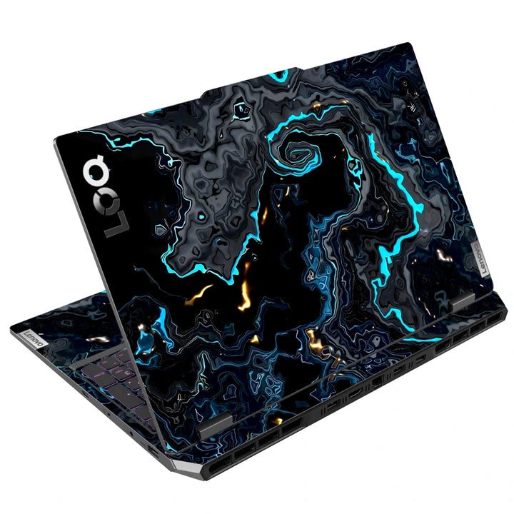 3M Material Textured Embossed Laptop Skin - Abstract Dark Blue Gold Marble Texture