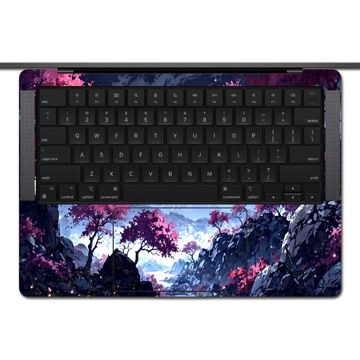 MacBook Laptop Skin - Minimalist Misty Blue Mountain Forest