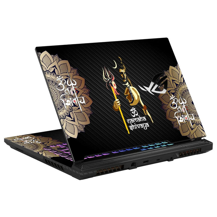 3D Embossed Laptop Skin - Trishul and Om Spiritual Art