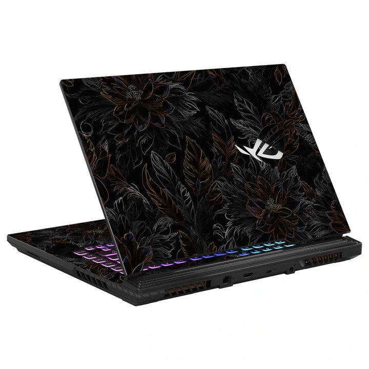 3M Material Textured Embossed Laptop Skin - Gothic Dark Floral Botanical Pattern