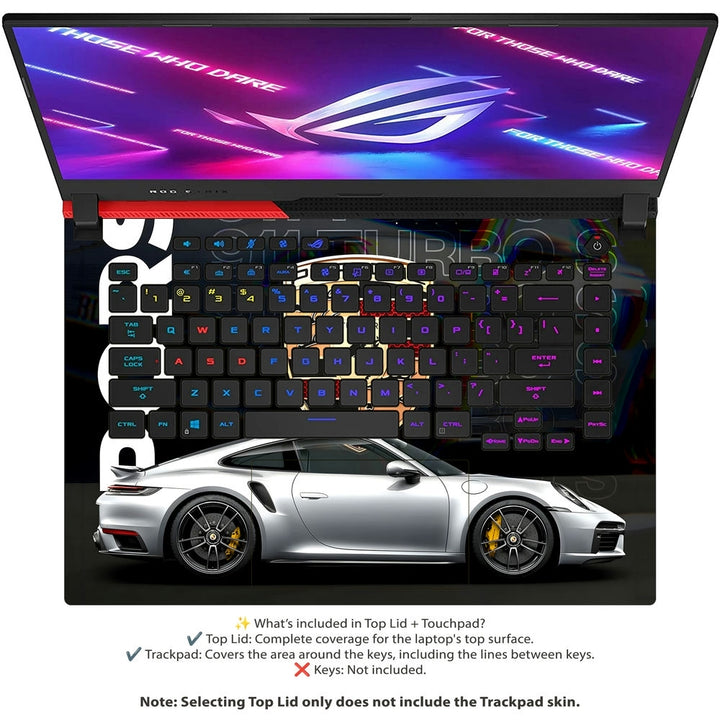 Asus Laptop Skin - Porsche 911 Silver SideView
