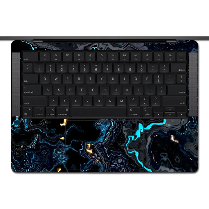 MacBook Laptop Skin - Abstract Dark Blue Gold Marble Texture