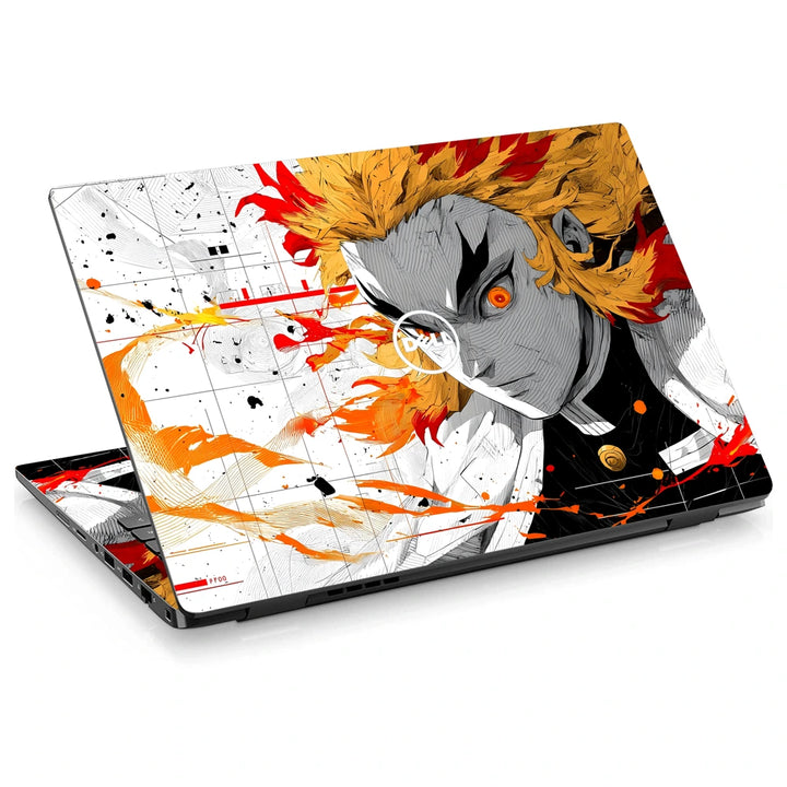 3M Material Textured Embossed Laptop Skin - Demon Slayer Rengoku Flame Hashira