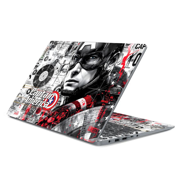 3M Material Textured Embossed Laptop Skin - Captain America Red Grunge Art