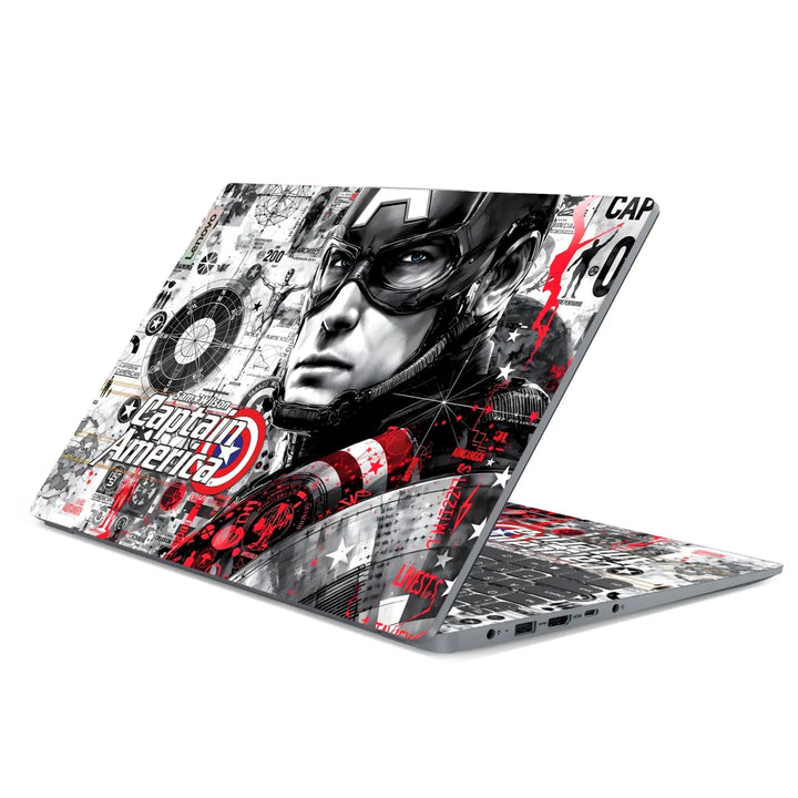 3M Material Textured Embossed Laptop Skin - Captain America Red Grunge Art
