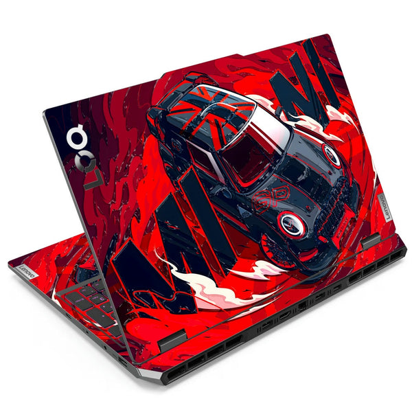 3D Embossed Laptop Skin - Porsche 911 GT3 RedBlack Flames