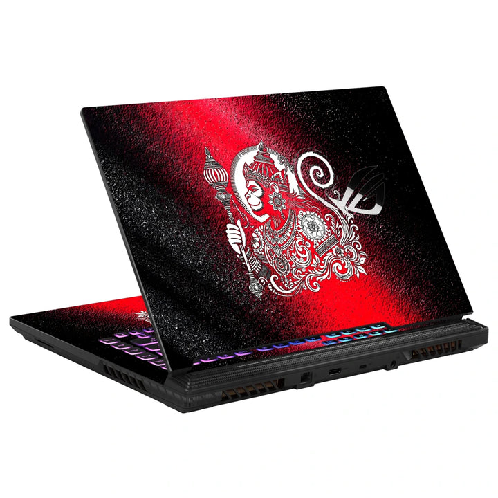 3M Material Textured Embossed Laptop Skin - Hanuman Red Grunge Folk Art