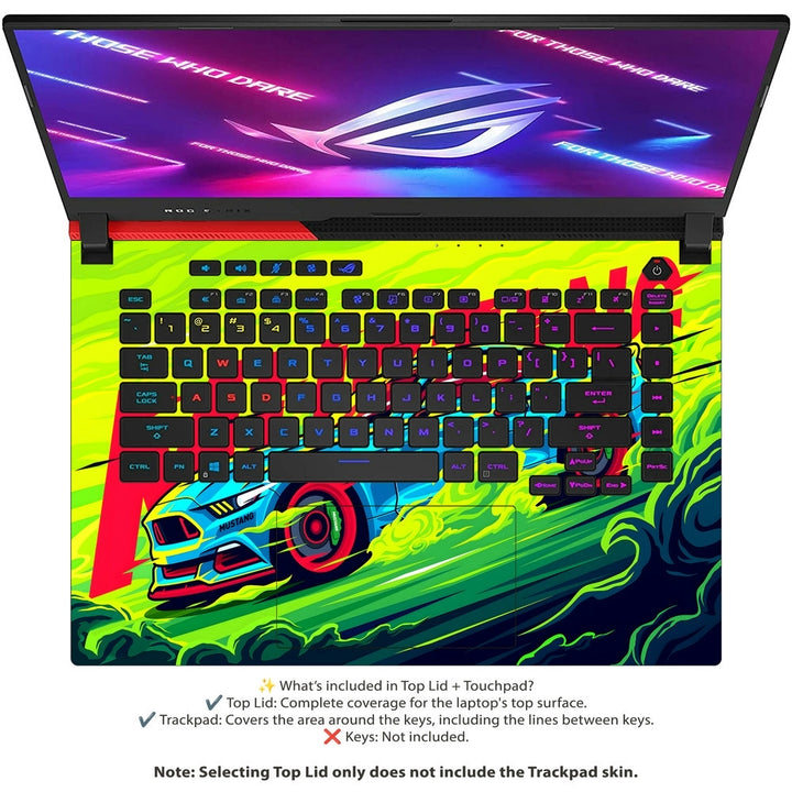 Asus Laptop Skin - Ford Mustang Neon Green
