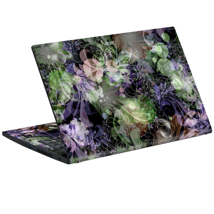3M Material Textured Embossed Laptop Skin - Gothic Dark Garden Floral Pattern
