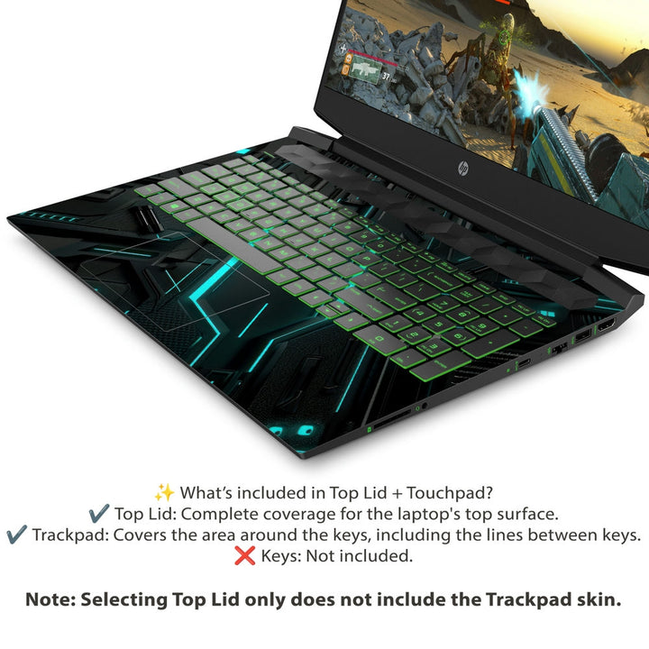 HP Laptop Skin - Green and Black Tech Circuit Abstract