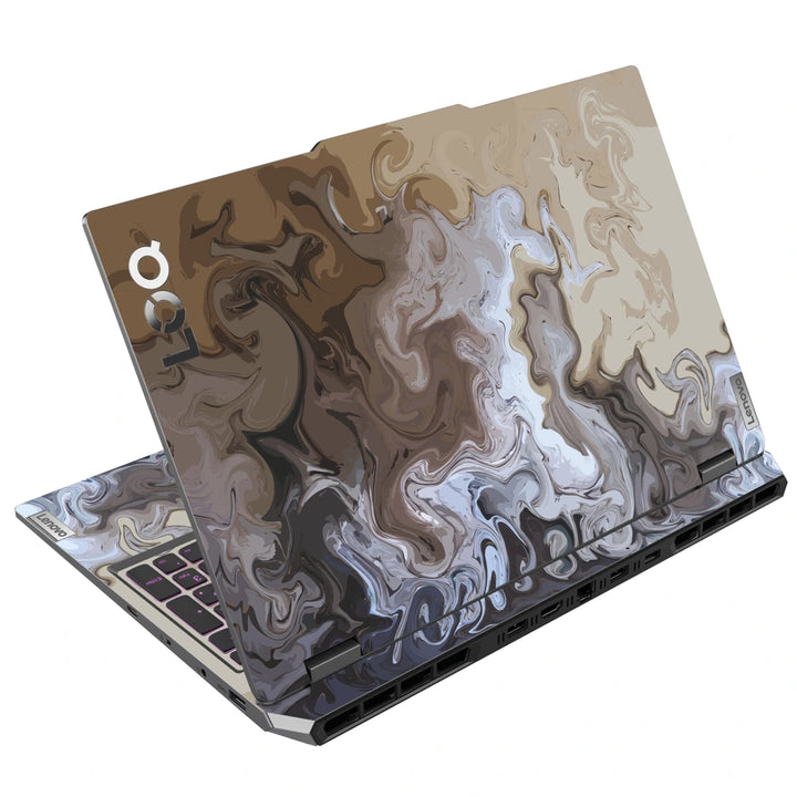 3M Material Textured Embossed Laptop Skin - Abstract Grey White Flowing Marble