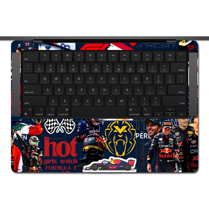 MacBook Laptop Skin - F1 Team Driver and Car Collage
