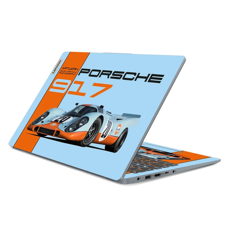 3D Embossed Laptop Skin - Porsche 917 Orange