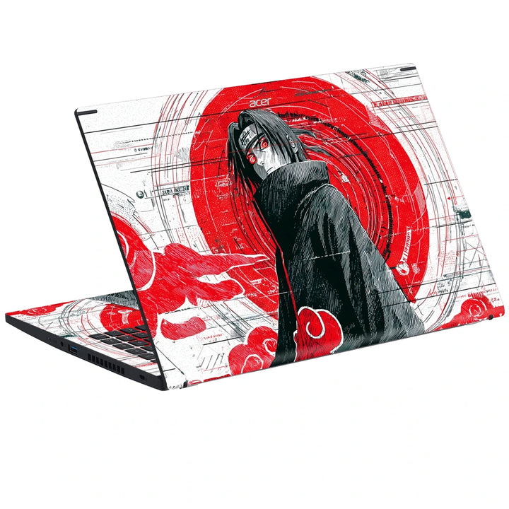3M Material Textured Embossed Laptop Skin - Itachi Uchiha Scarlet Grunge