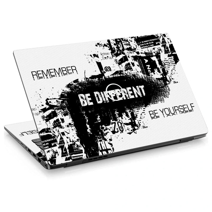 3M Material Textured Embossed Laptop Skin - Abstract Black and White Be Different Grunge