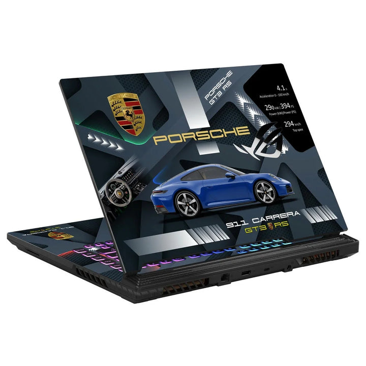 3D Embossed Laptop Skin - Porsche 911 Carrera Blue GT3 Art