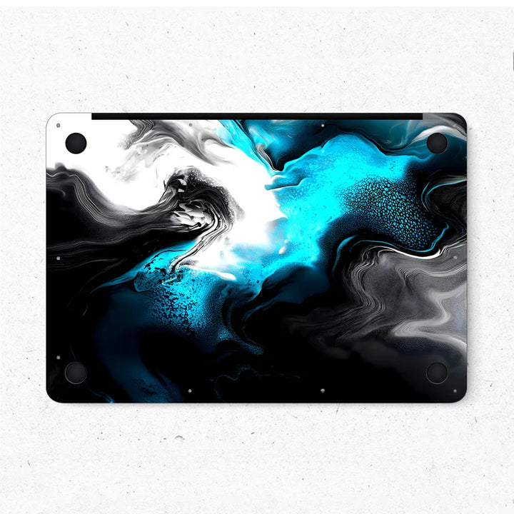 MacBook Laptop Skin - Abstract Black Teal Fluid Art