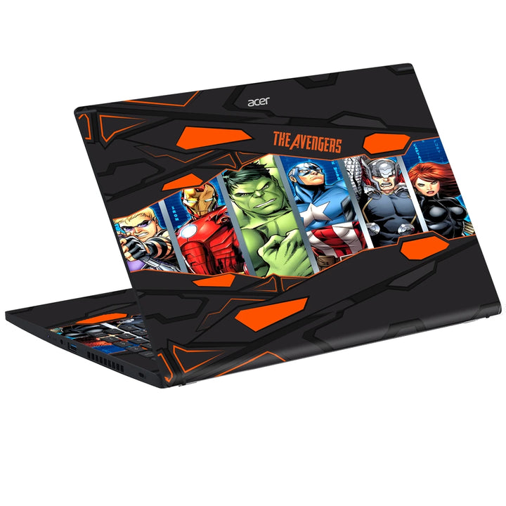 3M Material Textured Embossed Laptop Skin - The Avengers Black and Orange Panel Collage