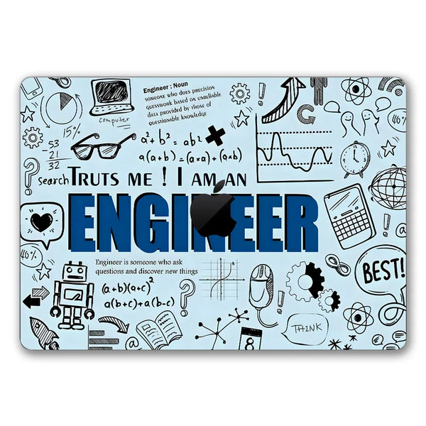 MacBook Laptop Skin - I Am an Engineer Blueprint Doodle