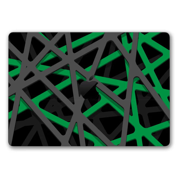 MacBook Laptop Skin - Abstract Green Black Mesh Tech Grid