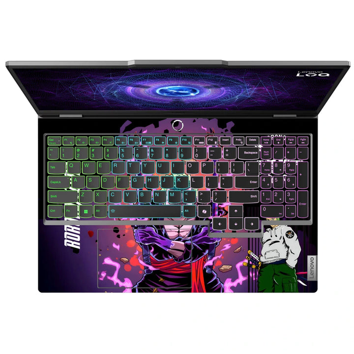 3M Material Textured Embossed Laptop Skin - Zoro Triple Sword Purple Neon