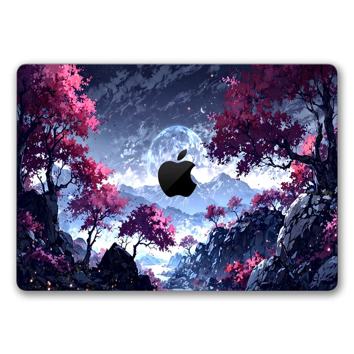 MacBook Laptop Skin - Minimalist Misty Blue Mountain Forest