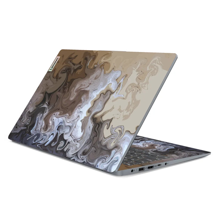 3M Material Textured Embossed Laptop Skin - Abstract Grey White Flowing Marble