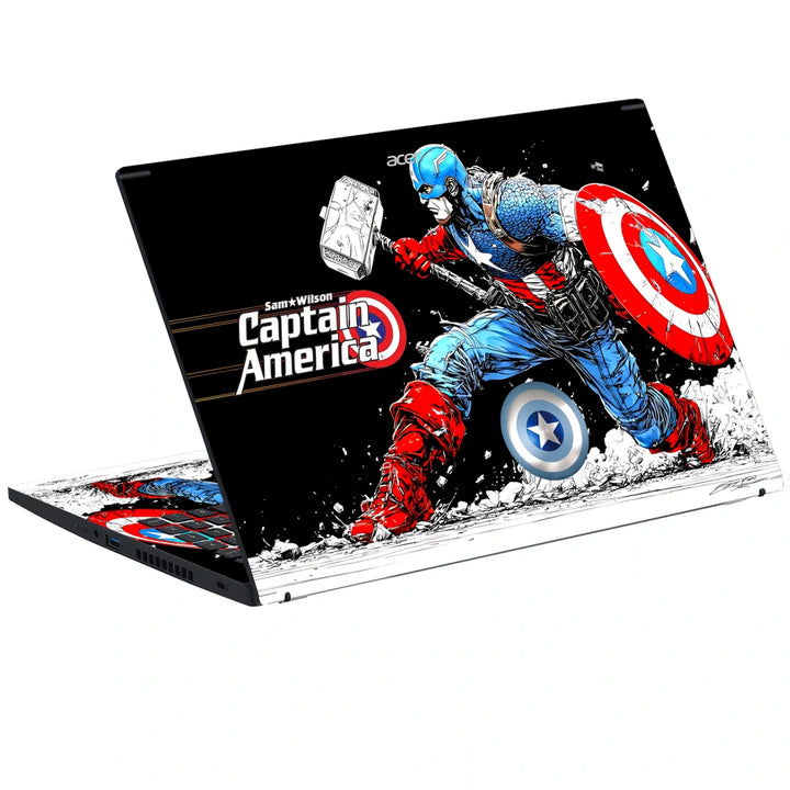 3M Material Textured Embossed Laptop Skin - Captain America Shield Dynamic Pose