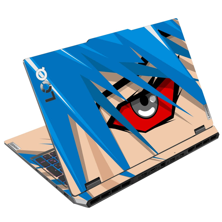 3M Material Textured Embossed Laptop Skin - Blue Hair Red Eye Vector Close-up