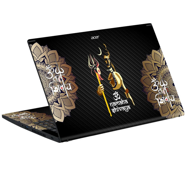3D Embossed Laptop Skin - Trishul and Om Spiritual Art