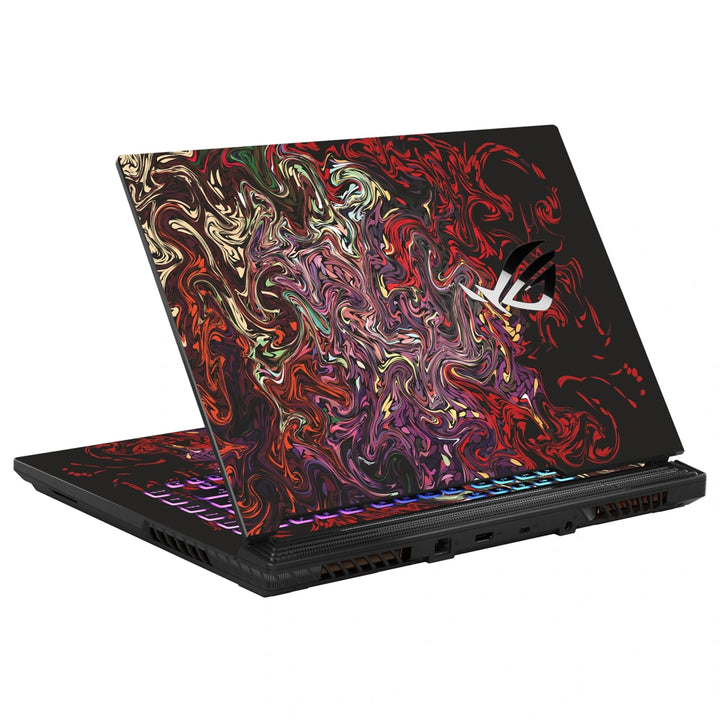 3M Material Textured Embossed Laptop Skin - Abstract Dark Red Liquid Swirls