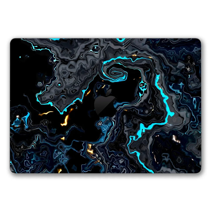 MacBook Laptop Skin - Abstract Dark Blue Gold Marble Texture